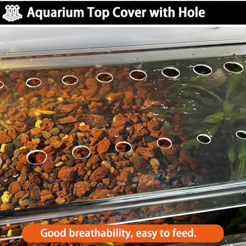 1 Pcs Fish Tank Top Cover for Aquarium, Acrylic Aquarium Anti-Jump Cover/Cat-Proof Terrarium Lid, with Feeding Hole, Fresh Air Screen Cover(31x16.5cm/12.2x6.5inch) - size: 31x16.5cm/12.2x6.5inch