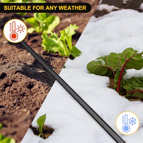 100FT 1/4 Inch Drip Irrigation Tubing, Distribution Hose Tube Kit Includes 2pcs 6-Way Connectors & 20pcs 1/4" Tee Splitters and End Plugs for Garden DIY Water-Saving Drip Irrigation System - color: Black-100FT