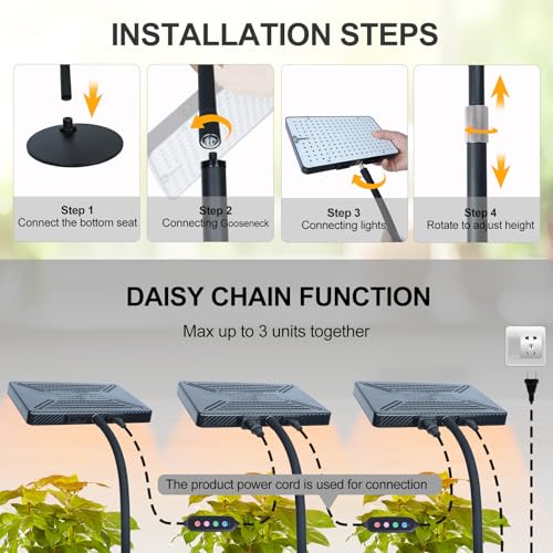 FECiDA Bonsai Grow Light, Table Grow Lights for Seed Starting, Seedlings | UV-IR Full Spectrum, 5 Modes 4/8/12/16/20 Hr Timer, 25 Watt Power Draw, 16"-24" Height Adjustable - size: TableTop-1Head-25W-Timer