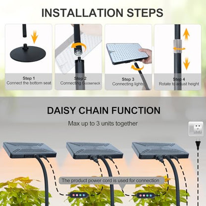 FECiDA Bonsai Grow Light, Table Grow Lights for Seed Starting, Seedlings | UV-IR Full Spectrum, 5 Modes 4/8/12/16/20 Hr Timer, 25 Watt Power Draw, 16"-24" Height Adjustable - size: TableTop-1Head-25W-Timer
