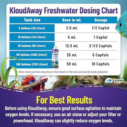 KloudAway Freshwater Aquarium Water Clarifier - Clears Cloudy Water, Water Clarifier for Fish Tank, Made in USA, Aquatic Experts, (500 ml) - size: 500 ml (16.9 oz)