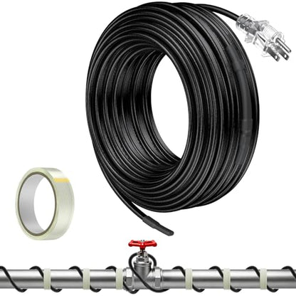 Pawfly 25 ft Heat Tape for Water Pipes, Pipe Heating Cable 8 W/ft 120 V, Self-Regulating Water Line Heat Tape Freeze Protection, Heating Trace for Pipes Roofs, Keep Water Flowing at -40 °F - style: 25 ft
