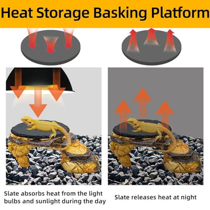 Reptile Basking Platform Gecko Hide Juvenile Beared Dragon Tank Accessories | 9.45"×5.31"×3.15",Resin,with a rock platform,Box packaging,Turtle habitat accessories,for Lizard Leopard Crested Gecko - style: style 3