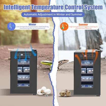 Reptile Incubator, 23L Cabinet Incubators for Hatching Eggs Scientific Lab Incubator Reptile Egg Incubator for Hatching Chicks 50-104°f Precise Temperature Control Cooling and Heating