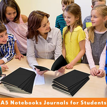 100 Pcs Journals Notebooks Bulk - Kraft Softcover A5 Small Notebooks 5.5 Inch x 8.3 Inch Notepads with 60 Page 30 Sheet for Writing Sketch Travel Office Supplies(Black,Unlined) - color: Black, style: Unlined