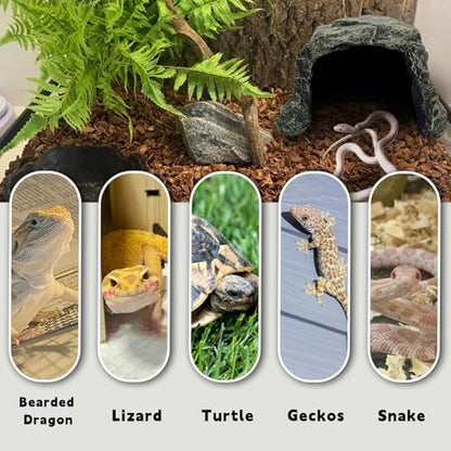 BNOSDM Reptile Hideout,Tortoise Hide Cave,Resin Rock,Bearded Dragon Hideaway,Turtle Basking Platform,Reptiles Habitat Decor Tank Accessories for Lizards Gecko Snakes Chameleon Frogs