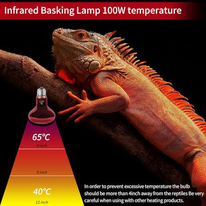 Reptile Heat Lamp,100W Red Basking Spot Lamp Bulb for Chickens Amphibians, Infrared Heat Emitter Light for Coop - size: Infrared 100W 1 Pack
