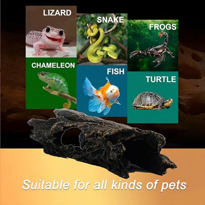 Fish Tank Decorations-Bearded Dragon Tank Accessories Aquarium Decor, Reptile Hide Tree Trunk Betta Lizard Snake Gecko Axolotl Spider Turtles Bearded Dragon Tank Accessories (Black)