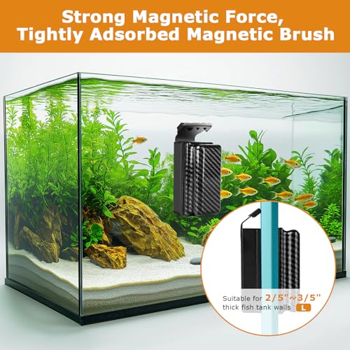 hygger Magnetic Fish Tank Cleaner, Aquarium Glass Cleaner | Magnet Cleaning Tool with 2 Detachable Scraper Blade, Floating Scrubber Brush for 1/5"-1/2"Glass/Acrylic Thick Tank