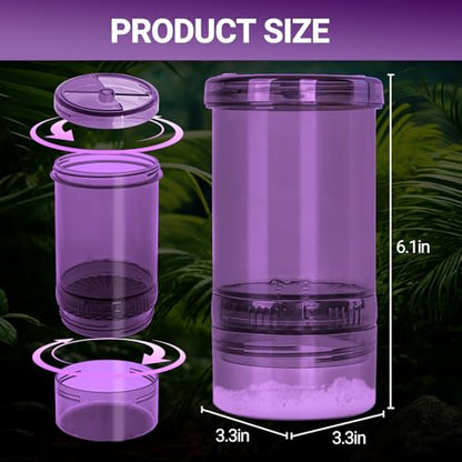 Cricket Calcium Powder Mixer, Reptile Cricket Keeper, Reptile Calcium Duster for Bearded Dragon Gecko Lizard Snake Chameleon (Purple)