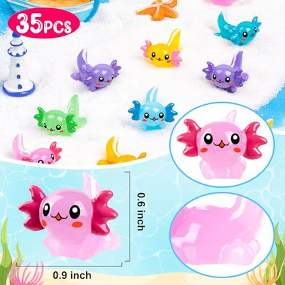 140Pcs Mini Resin Axolotl, Miniature Animal Figurine | Garden Landscape Aquarium Dollhouse Ornament Potted Plants Decor for DIY Craft Garden Fairy Decoration Birthday Party Favor