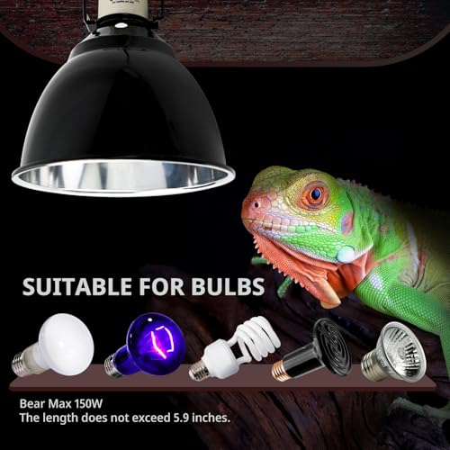 Reptile Light Fixture 2 Pack 7.5Inch Deep Dome Lamp Fixture,Optical Reflection Reptile Heat Lamp Bulb Lampshade for Bearded Dragon, Turtle, Snake and Lizard Terrarium - size: 7.5inch 2Pack