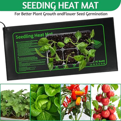 LOCONHA Seedling Heat Mat for Seed Starting, 10" x 20.75" Waterproof | Heating Pad for Indoor Plants Germination (Black 2 Pack) - color: Black 2 Pack