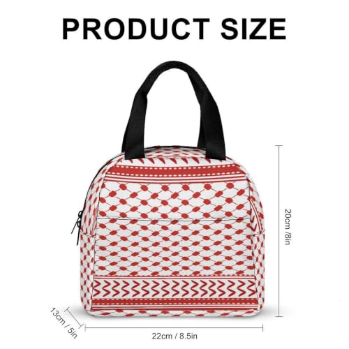 Middle Eastern Red Pattern Insulated Lunch Bag for Women Men, Large Capacity Thermal Lunch Tote Bag with Handle - color: Middle Eastern Red Pattern