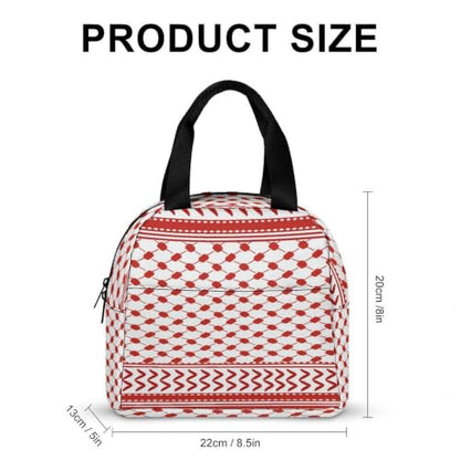 Middle Eastern Red Pattern Insulated Lunch Bag for Women Men, Large Capacity Thermal Lunch Tote Bag with Handle - color: Middle Eastern Red Pattern