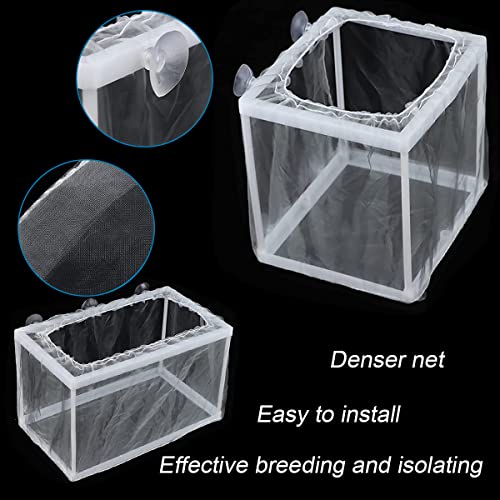 2 Pack Aquarium Fish Breeder Box | Fish Isolation & Hatching Box with Incubator Mesh & 10 Suction Cups (Small & Big Size)