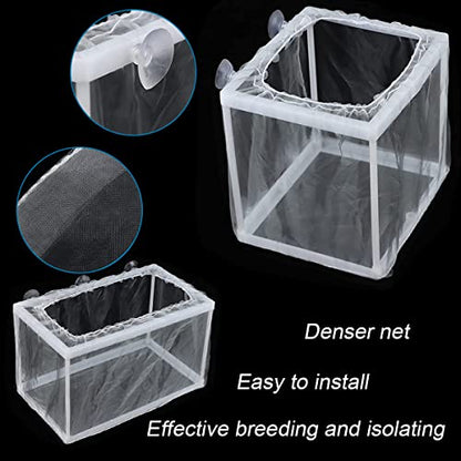 2 Pack Aquarium Fish Breeder Box | Fish Isolation & Hatching Box with Incubator Mesh & 10 Suction Cups (Small & Big Size)