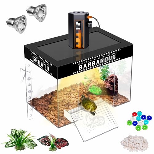 GOZILLA Adjustable Turtle Basking Platform with Basking Lamp, 7.9x5.5x5.5''Acrylic Turtle Topper & Dock, Hanging Platform Enclosure Warm Room for Baby Turtles, Reptiles.(Mini)