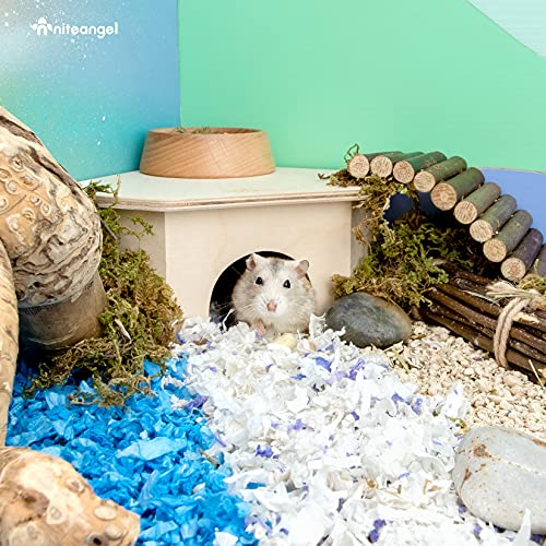 Niteangel Birch Chamber-Maze Hamster Hideout - Small Pets Woodland House Habitats Decor for Hamster Mice Gerbils Mouse
