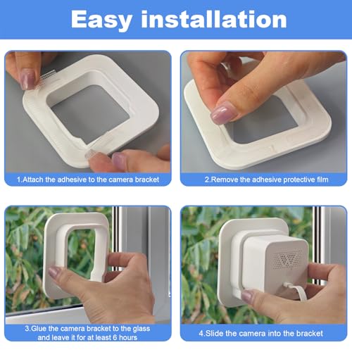 2 Pack Window Mount fits for Wyze Cam V4/V3 – Stick-On Glass Camera Holder for Outdoor Monitoring, Birdwatching, Pet Viewing, No-Drill Mount for Renters – Not for Double Pane or Frosted Glass,Black