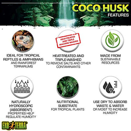Exo Terra Coco Husk Brick,8 QT (8.8 L) – Natural Coconut Fiber Terrarium Substrate for Reptiles,Amphibians & Tropical Enclosures,(Pack of 3) - size: 8-Quart (Pack of 3)