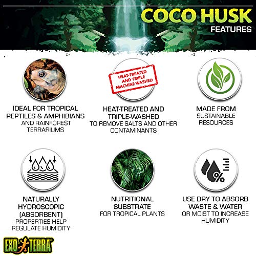 Exo Terra Coco Husk Brick, 8 QT (8.8 L) – Natural Coconut Fiber Terrarium Substrate for Reptiles, Amphibians & Tropical Enclosures - size: 8-Quart