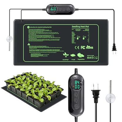 Seedling Heat Mat with Thermostat Controller, Plant Warming Mat for Indoor Growing, Seed Starting Heater Mat Temperature & Timer Set, Waterproof Heat Mat for Germination Fermentation Greenhouse - size: 1 PC w/TC