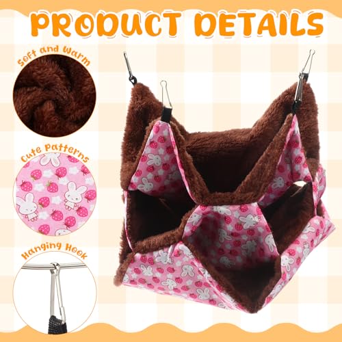 Weewooday 3 Pcs Rat Hammock 3 Tier Ferret Hammock Cage Hanging Bed Cage Accessories for Pet Guinea Pig Hamster Parrot Sugar Glider Ferrets Rat Chinchilla Playing Sleeping(Blue, Pink, Yellow) - color: Blue, pink, yellow