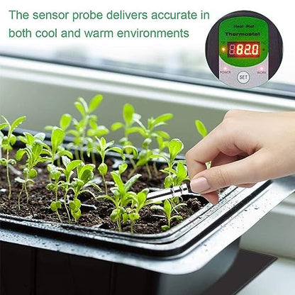 Seedling Heat Mat and Digital Thermostat Combo Set, MET-Certified Plants Heating Mat Warm Hydroponic,Germination, Indoor Gardening, Greenhouse - size: 10*20.75"- set