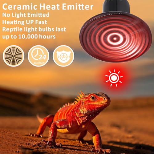 Aiicioo 75W Black Ceramic Heat Emitter 2Pack No Light Heat Bulb for Reptile Emitting Heat Lamp Bulb for Bearded Dragon Lizard Tortoise Turtle Snake Brooder Coop