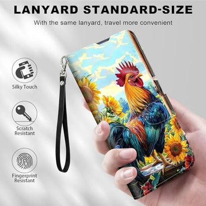 for Cricket Outlast 5G 2024 Wallet case with RFID Blocking Credit Card Holder Kickstand, Folio Flip PU Leather Shockproof Protective Cover for AT&T Motivate Pro 5G, Majestic Rooster - color: Majestic Rooster