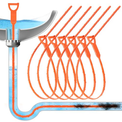 Forlivese 25 Inch Drain Snake, 6 Pack Drain Clog Remover | Sink Snake for Sewer Kitchen Sink Bathroom Tub Toilet Clogged Drains Relief Cleaning Tool