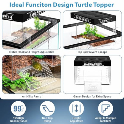GOZILLA Adjustable Turtle Basking Platform, 7.9x5.5x5.5''Acrylic Turtle Topper & Dock, Hanging Platform Enclosure Warm Room for Turtles, Small Reptiles.(Mini)