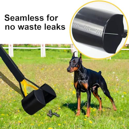 ienjoyed Dog Pooper Scooper for Large Medium & Small Dogs Heavy Duty,Long Handled Dog Poop Scooper for Grass,Durable Dog Poop Pick Up Tool (Yellow) - color: Yellow