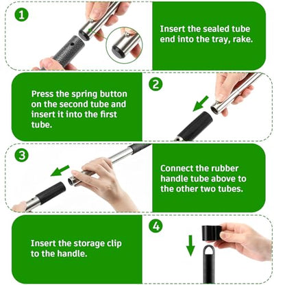 Pooper Scooper, Long Handle Dog Poop Scooper for Medium Small Dogs | Heavy Duty, Pet Supplies Metal Tray Rake Spade, Stainless Steel, Rust-Resistant,37"+ Handle No Bend, Use on Grass Dirt Gravel - color: Light Silver, size: Medium