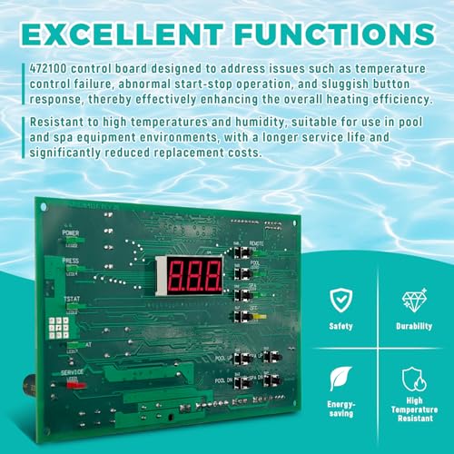 472100 Digital Display Temperature Controller Board Fit for Pentair MiniMax NT Series Pool and Spa Heater Fit for HTR 200 250 300 400 Models, Includes Temperature Control Board and Keypad