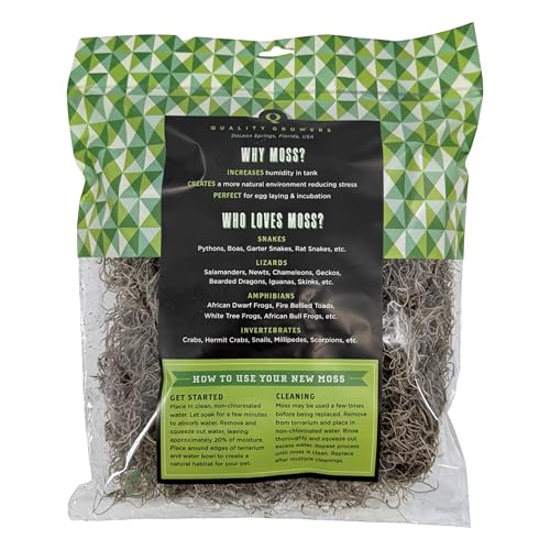 Spanish Moss for Terrarium Habitats, Medium 1-Pack | Preserved Moss for Reptiles, Amphibians & Invertebrates Terrariums, Humidity Control, Soft, Dye-Free, Family Owned, USA Made - size: Medium 1-pack, style: Spanish Moss