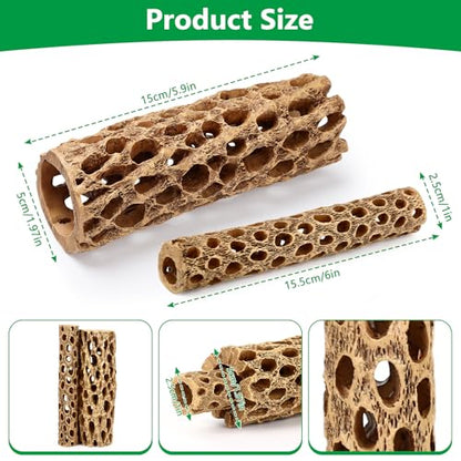 6“ Resin Cholla Wood Aquarium Décor Wood- Realistic Shrimp Hideout & Climbing Toy (6" L×1”Dia, 1pc)