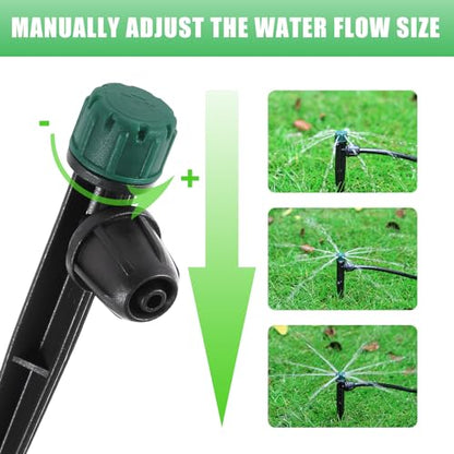 40pc Drip Irrigation Emitters for 1/4" Drip Tubing, Adjustable 360 Degree Automatic Drippers on 5.5" Arrow Stake for Garden Watering System - style: 40Pcs Drippers