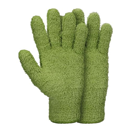 Abeillo Microfiber Gloves for Plants Dusting Cleaning, Reusable Washable Cleaning Gloves Mittens House Cars Blinds Dusting - color: Leaf Green