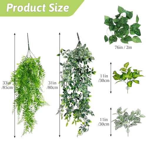 Hamiledyi 5 Pcs Reptile Plants Terrarium Hanging Fake Plant Leaves, Bearded Dragon Tank Accessories, Habitat Decor for Snake Leopard Gecko Lizard Chameleon Spider Turtle (Style 2) - size: 5 PCS - Style 2