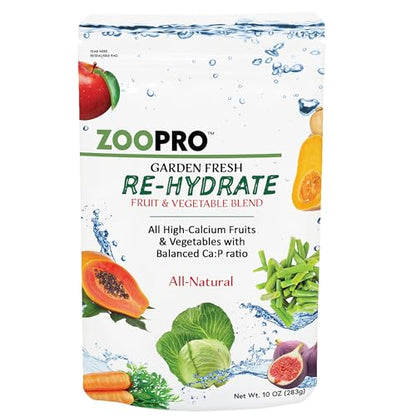 Exotic Nutrition Garden Fresh Re-Hydrate - High Calcium Dried Fruit & Vegetable Mix - for Sugar Gliders, Marmosets, Parrots, Conures, Iguanas, Turtles, Lizards, Bearded Dragons, & Other Small Pets