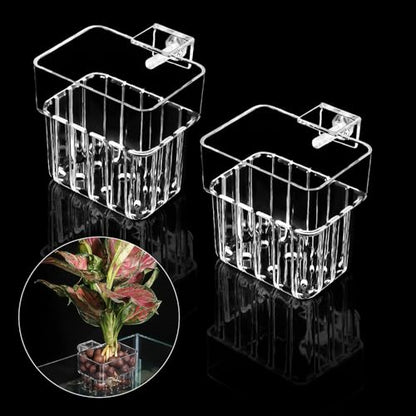 2 Pack Clear Aquarium Plant Holder Top Hanging Fish Tank Plant Holders Fits up to 0.8in Tank Edges, Aquarium Décor - color: Square-White