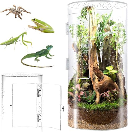 Front Opening Terrarium Jumping Spider Enclosure,Tall Arboreal Tarantula Enclosure Terrarium with Cross Ventilation,Waterproof Acrylic Reptile Enclosure - size: 12*6*6in