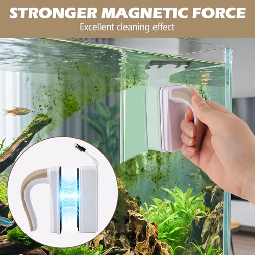 Small Aquarium Magnetic Glass Cleaner, Ergonomic Comfort Grip & Floating Design, Stainless Steel and Plastic Blades, for Glass or Acrylic Tanks - size: S
