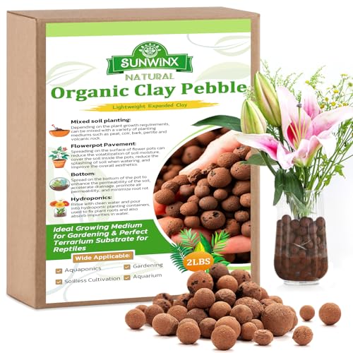 2LB Organic Leca Clay Pebbles for Plants, 4-16mm Natural Leca Balls | Reusable, Drainage, Aeration, Moisture Retention, Hydroponic, Lightweight for Orchids, Succulents, Terrarium, Indoor Plants - size: 2LB