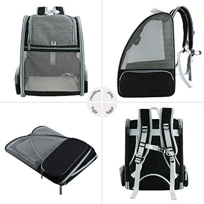 Texsens Innovative Traveler Bubble Backpack Pet Carriers for Cats and Dogs (Black) - color: Black