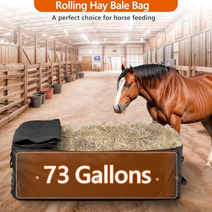 2 Pack Waterproof Rolling Hay Bale Bag | 4 Heavy Duty Wheels Hay Bale Storage Bag, Breathable Rolling Bale Bag for Storage and Transport