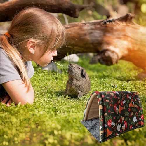 Guinea Pig Hideout & Tunnel Toys Set - Plush Small Animal Tent with Non-Slip Base & Warm Fleece Bedding for Mouse Chinchillas Hamsters Hedgehogs Ferrets Bearded Dragons and Rats