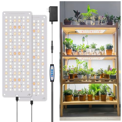 Aumtrly Grow Lights for Indoor Plants, 276 LED Full Spectrum Lamp 2 Panel | for Seed Starting Growing, 6/12/16H Auto Timer, 5 Dimming Levels, 3 Light Modes, 2 Installation Methods, Use Under Shelves - size: 2 Pack